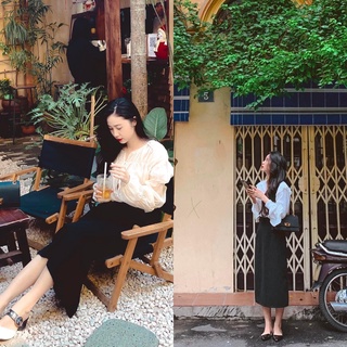 Chân váy dài, chân váy đen dài, váy đen dài phong cách đi làm