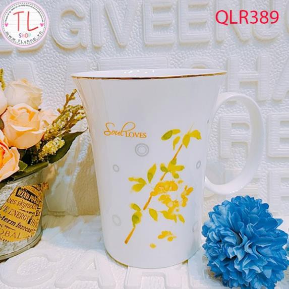 ly sứ - cốc sứ - Ly sứ hình cành hoa soul loves- ly uống nước - ly uống cà phê - quà lưu niệm R389