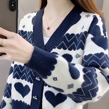 Áo Khoác Cardigan Dệt Kim Mỏng Dáng Rộng Cổ Chữ V Xinh Xắn
