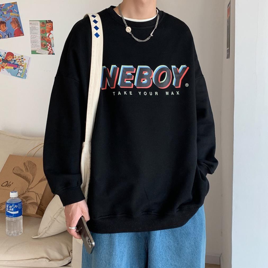 Áo sweater, áo nỉ bông form rộng in chữ NEBOY phong cách Ulzzang | BigBuy360 - bigbuy360.vn