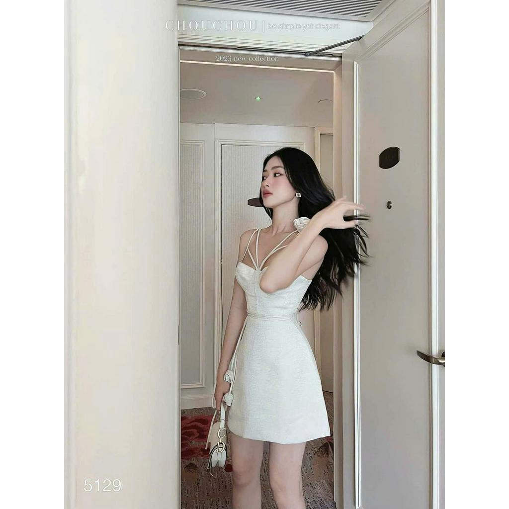 Ảnh Thật - Váy Taffa gấm phối dây đệm ngực sang chảnh TS