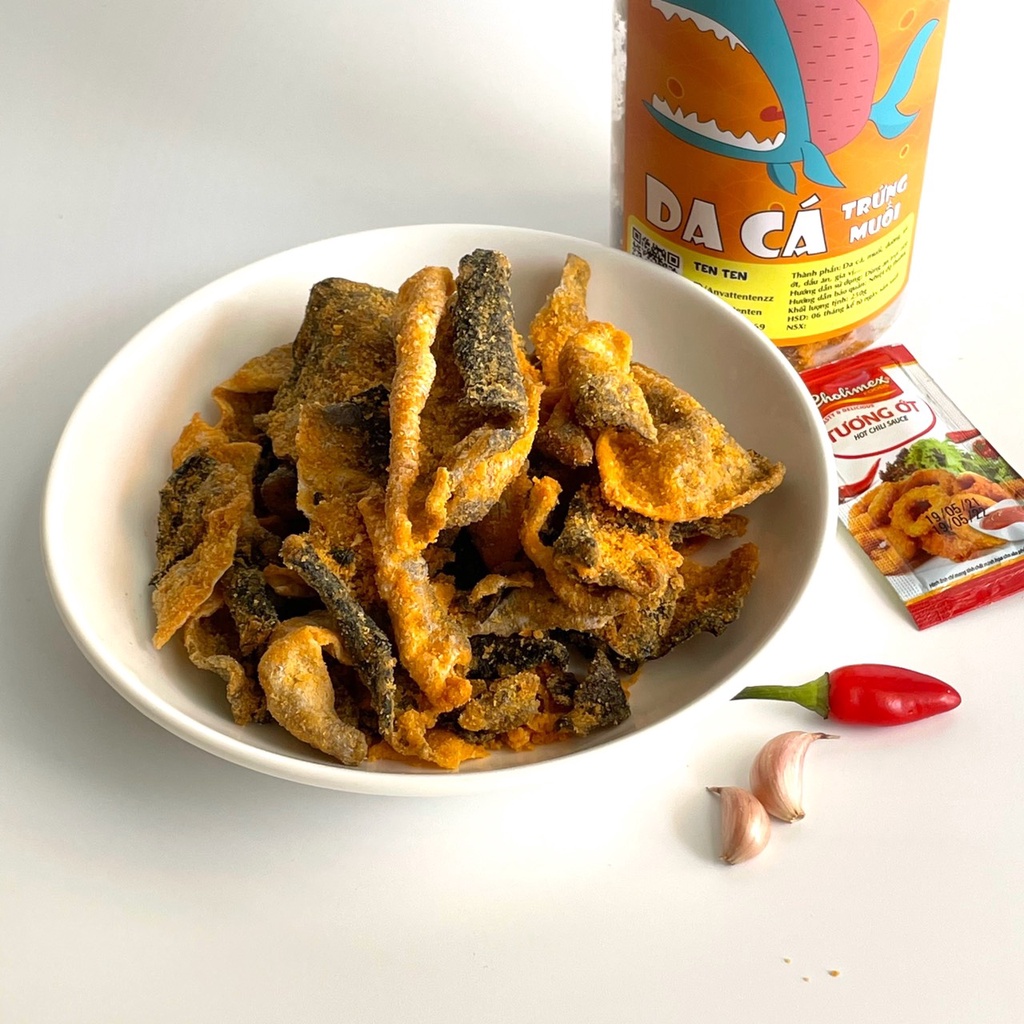 Da cá trứng muối Lê Hải 250g đồ ăn vặt sài gòn giòn rụm thơm ngon đậm vị