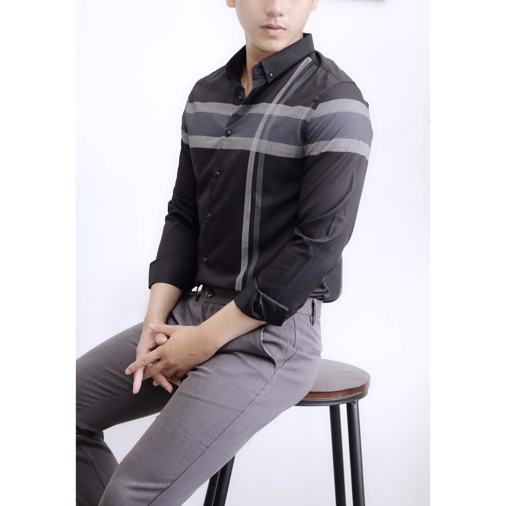 Áo sơ mi nam dài tay kẻ hai sọc | BigBuy360 - bigbuy360.vn