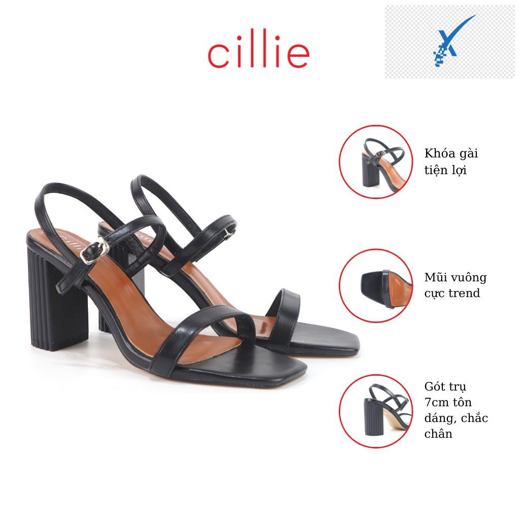 🖐️ Giày sandal cao gót nữ công sở quai ngang gót trụ cao 7cm mang đi làm đi tiệc dạo phố Cillie 1111 🖐️