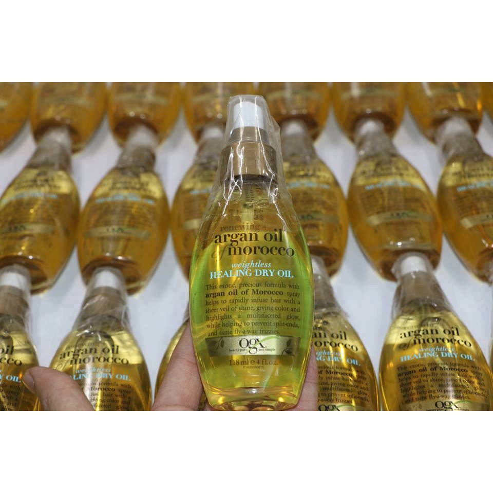 Xịt dưỡng tóc OGX Renewing Argan Oil Of Morocco Weightless Healing Dry Oil.