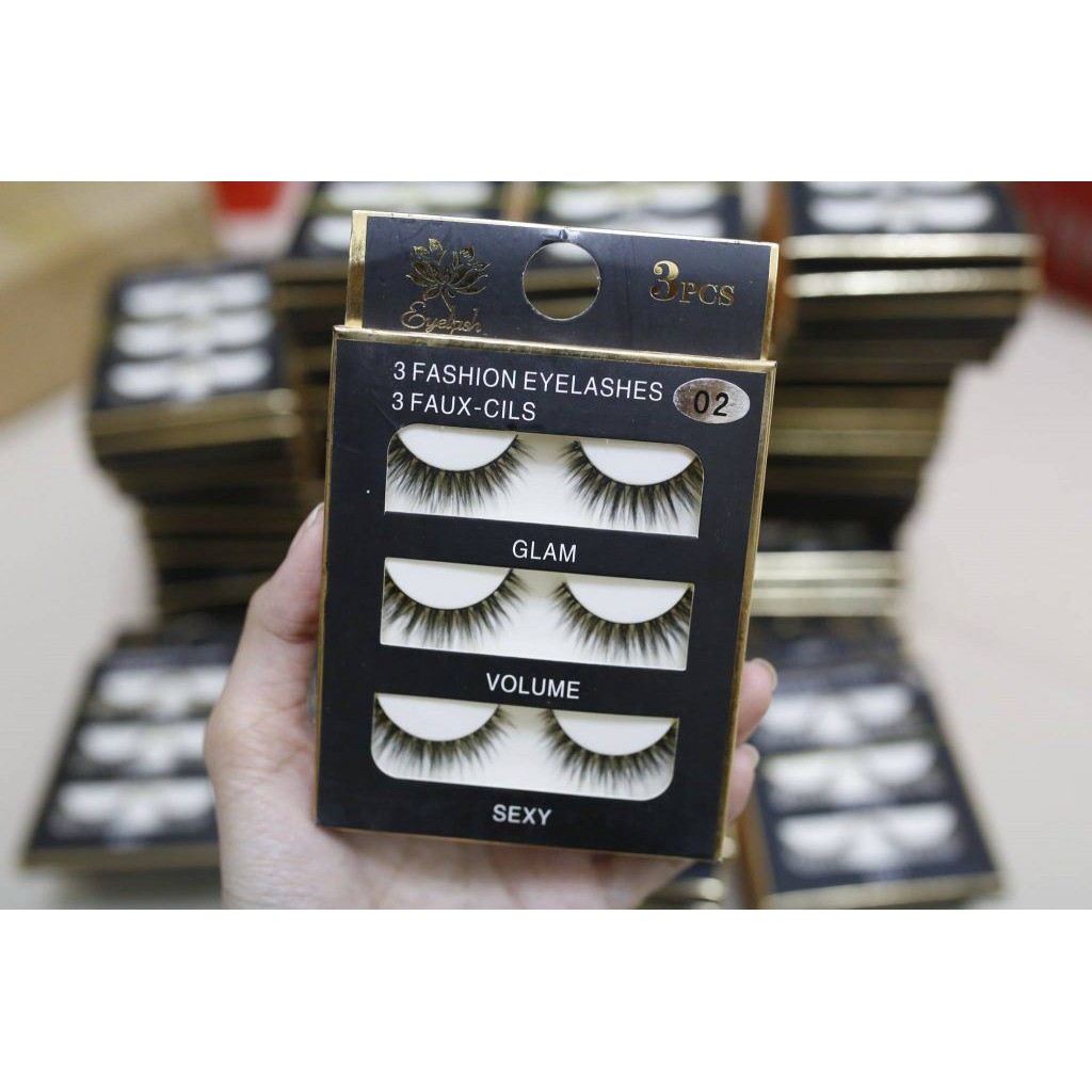 Lông mi chồn 3PCS 3 Fashion Eyelashes 3 Faux-Clis