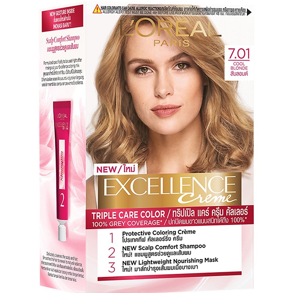 Thuốc nhuộm tóc #7.01 Loreal Excellence Creme (Vàng Sáng) 100% chính hãng, vov cung cấp & bảo trợ.