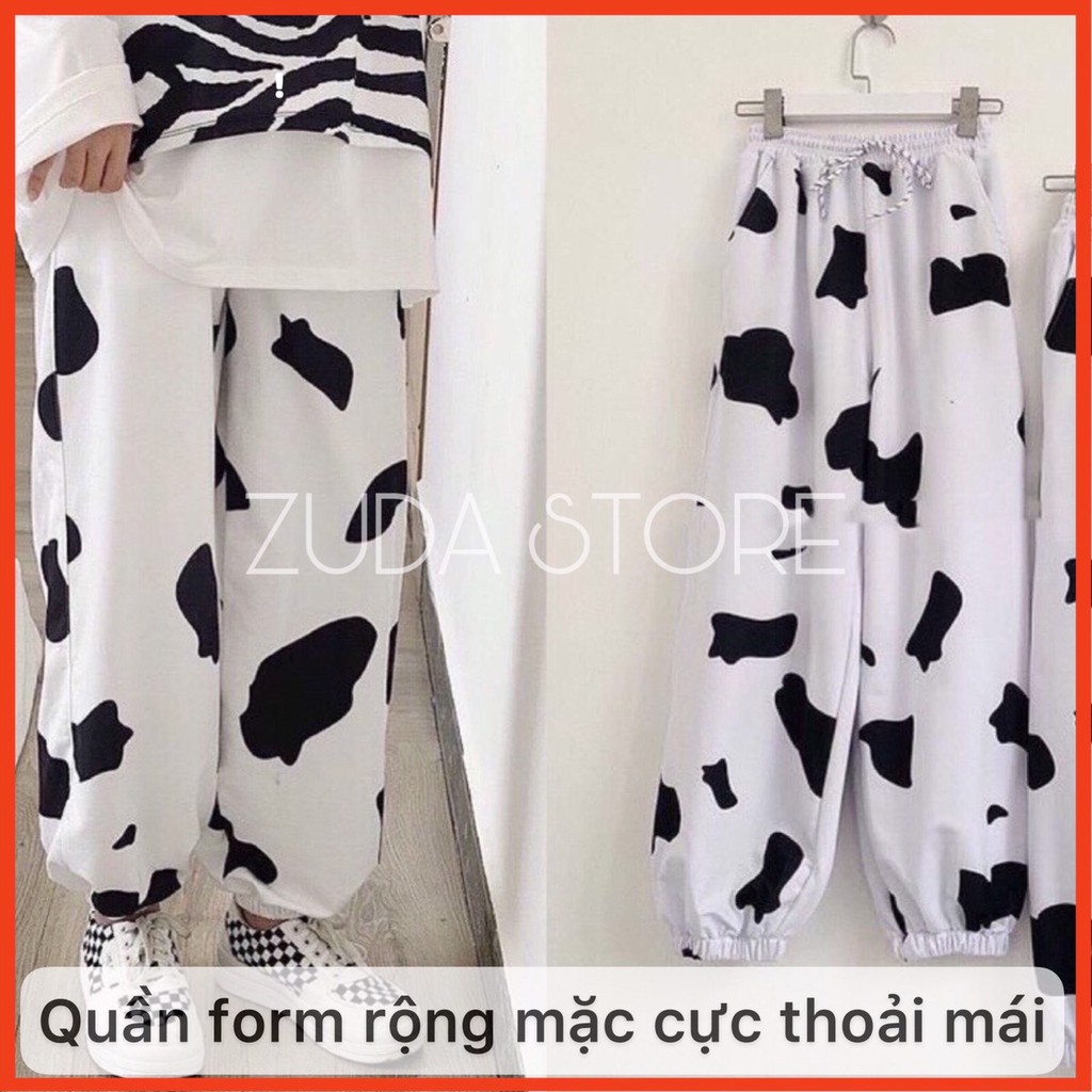 Quần Bò Sữa Bo Gấu Nam Nữ Unisex🌸Quần Dài Hoạ Tiết Bò Sữa Ulzzang,ZUDA STORE