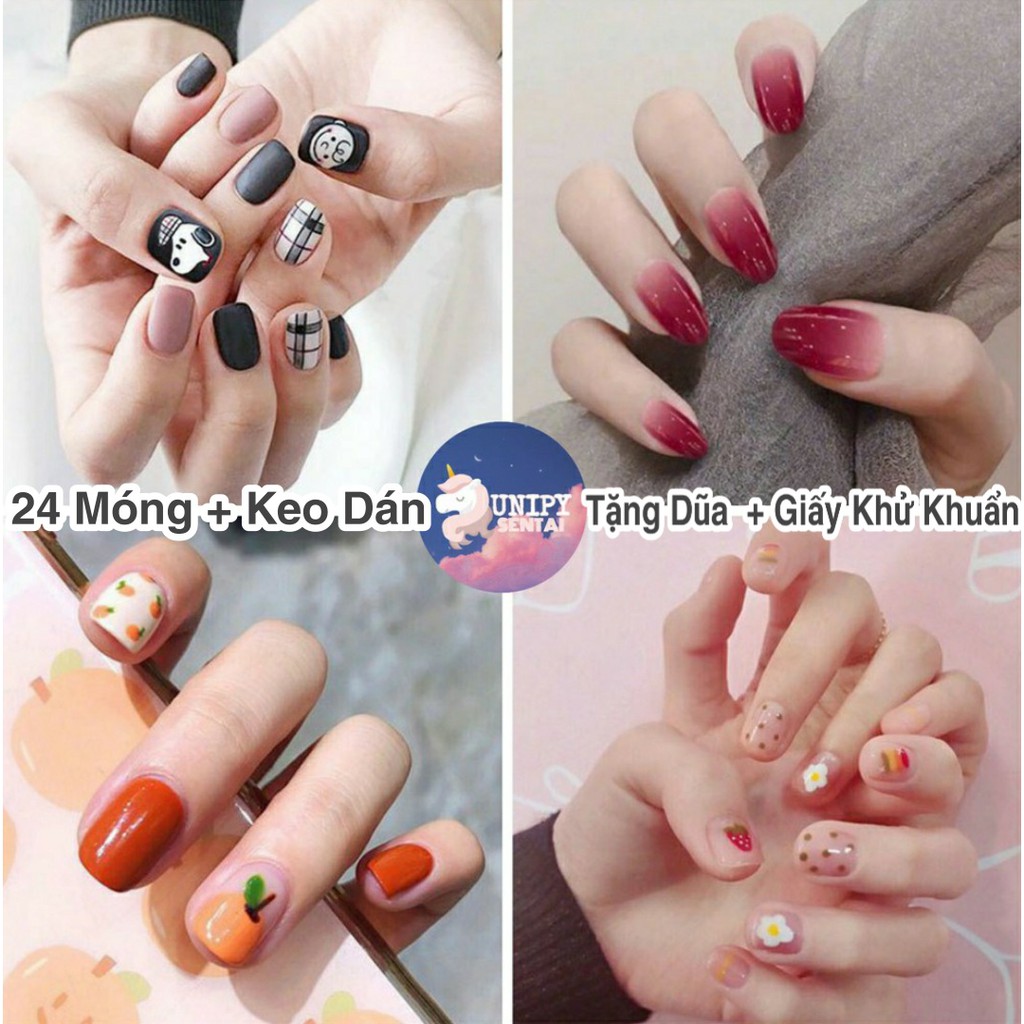 40 Mẫu Móng Giả | Set 24 Móng Tay Giả Kèm Dũa Keo Dán Móng | R021-R040