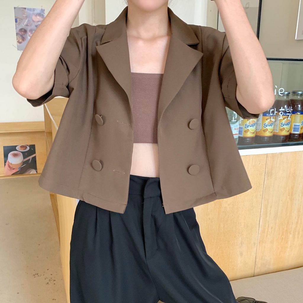 NZN Áo khoác blazer NZN dáng ngắn tay ngắn thời trang mùa hè mới cho nữ (có áo ống bên trong)