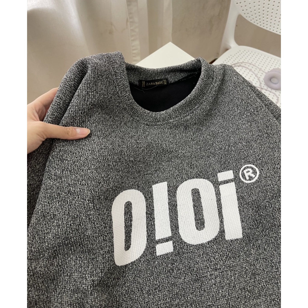 [RẺ VÔ ĐỊCH] HOT Áo Len Lót Nỉ OI OI Nữ -Sweater  Len from rộng dài tay,Hodie zip màu xám tiêu