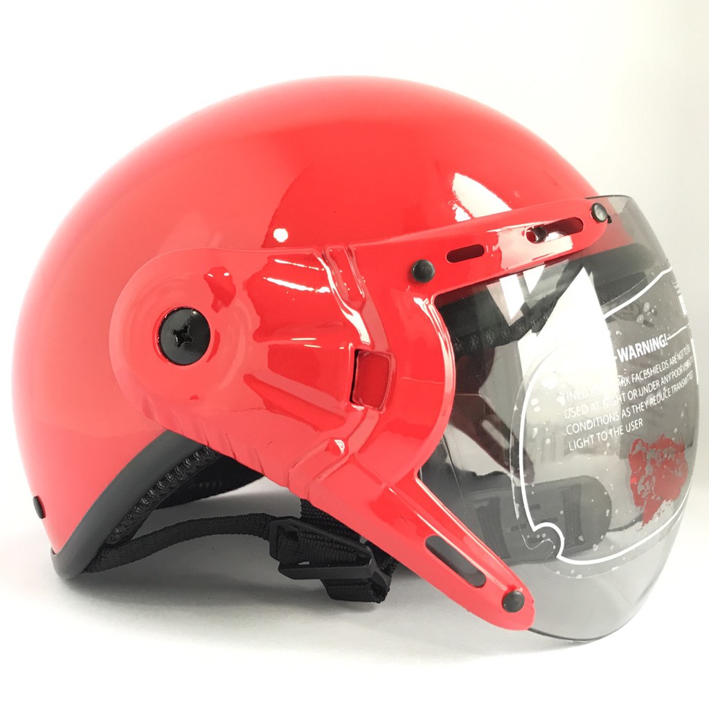 Mũ bảo hiểm nửa đầu có kính siêu đẹp - VS105K đỏ bóng - Vòng đầu 56-58cm - Nón bảo hiểm 1/2 đầu V&amp;S Helmet