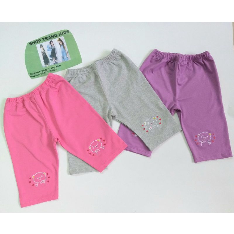 Quần lửng legging cotton Sài Gòn Bé Gái hình chibi Mèo từ 10-27kg vải cotton cao cấp mềm mịn co dãn 4 chiều