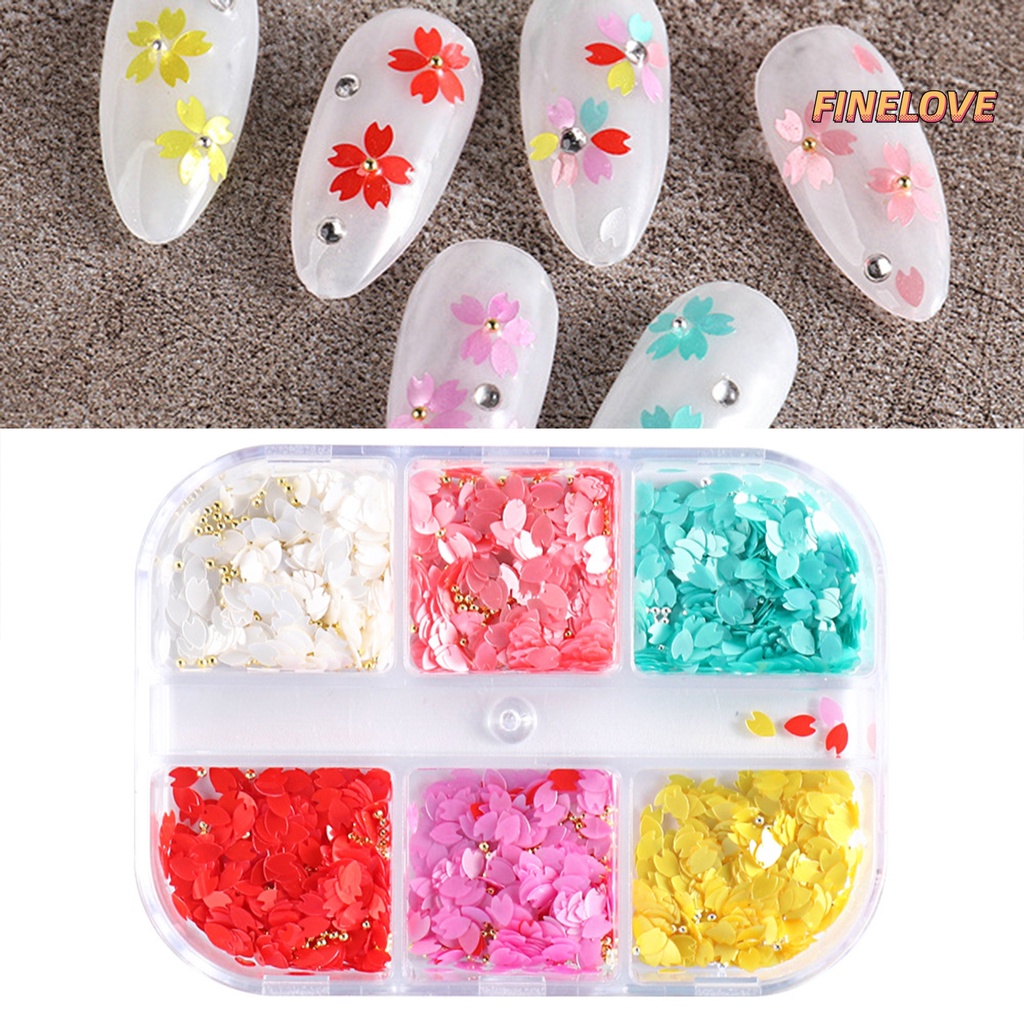 1 Hộp Phụ Kiện Trang Trí Móng Tay Chống Nước Hình Cánh Hoa Anh Đào