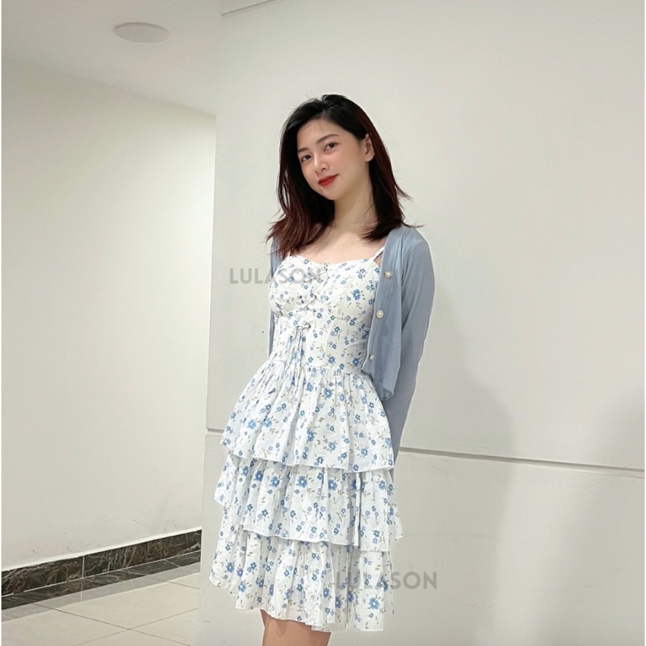 SET ĐẦM HOA HAI DÂY TẦNG + ÁO KHOÁC