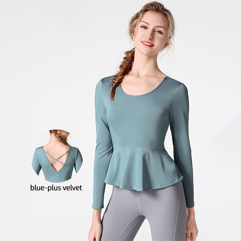 Áo thun tập yoga CAMEL tay dài cổ chữ V có đệm ngực thời trang cao cấp dành cho nữ