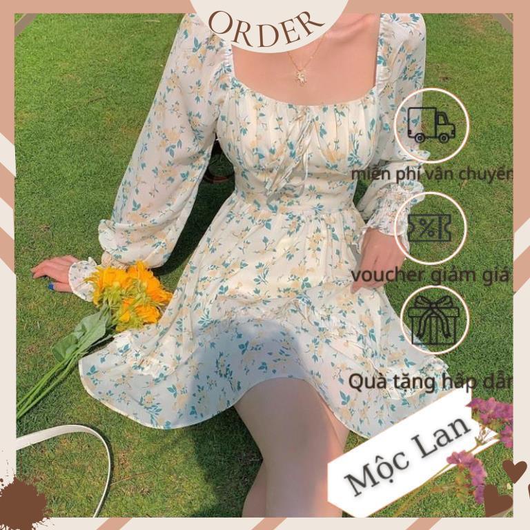 (MộcLan ORDER) Đầm xoè voan hoa nhí ulzzang tiểu thư công chúa xinh xắn/Váy bánh bèo trễ vai vintage retro - hàng chuẩn | BigBuy360 - bigbuy360.vn