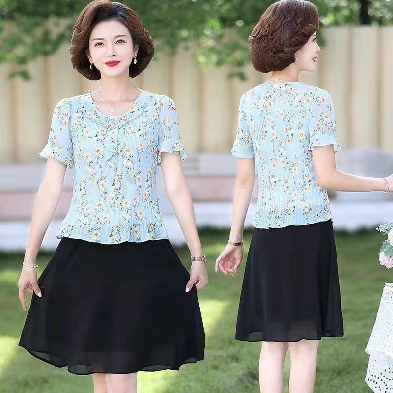 Váy bầu mùa hè mới 2021 của mẹ, hoa voan tây, liền thân nữ trung niên 40 tuổi | BigBuy360 - bigbuy360.vn