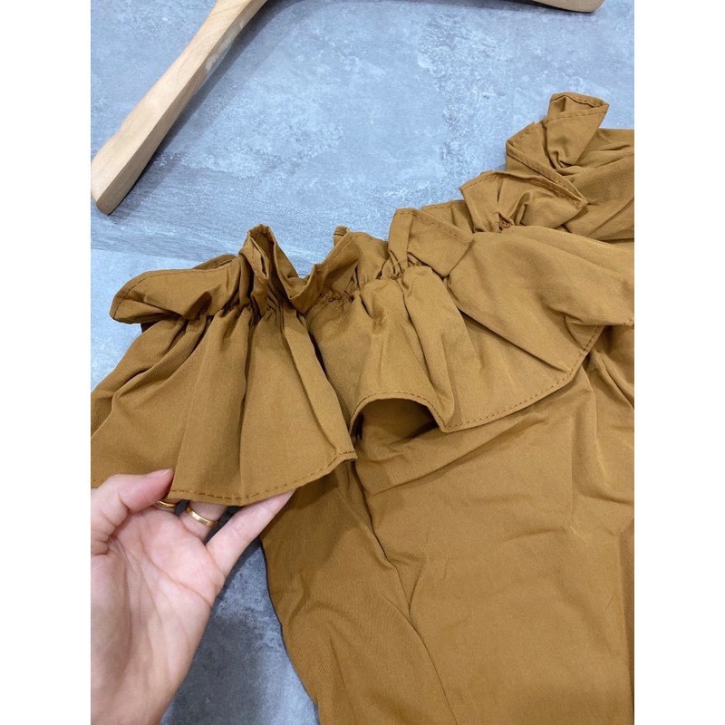 [8.8 Sales Freeship] Váy đầm trễ vai 2 màu,đầm bèo trễ vai dáng ngắn bồng bềnh dáng ngắn xòe đi tiệc tiểu thư, xinh xắn