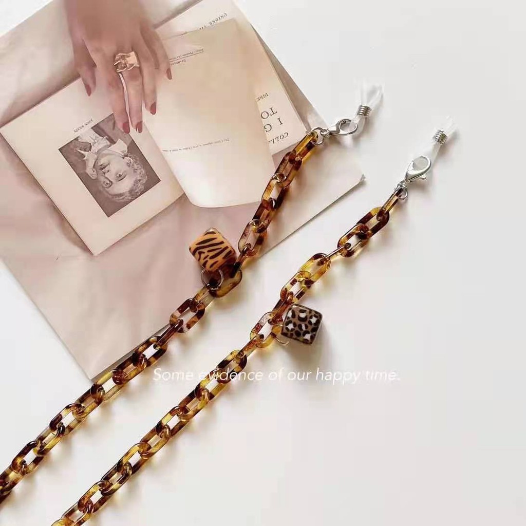 Dây đeo mắt kính bằng acrylic họa tiết da báo thời trang mới