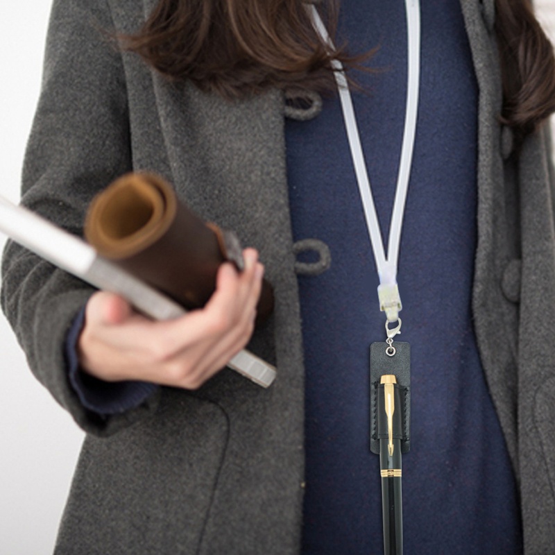 Móc Khóa Bằng Da Kèm Ngăn Đựng Bút Tiện Dụng Cho Văn Phòng