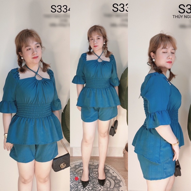 [Shop bigsize nữ 50kg-90kg] Set peplum áo yếm + quần đùi