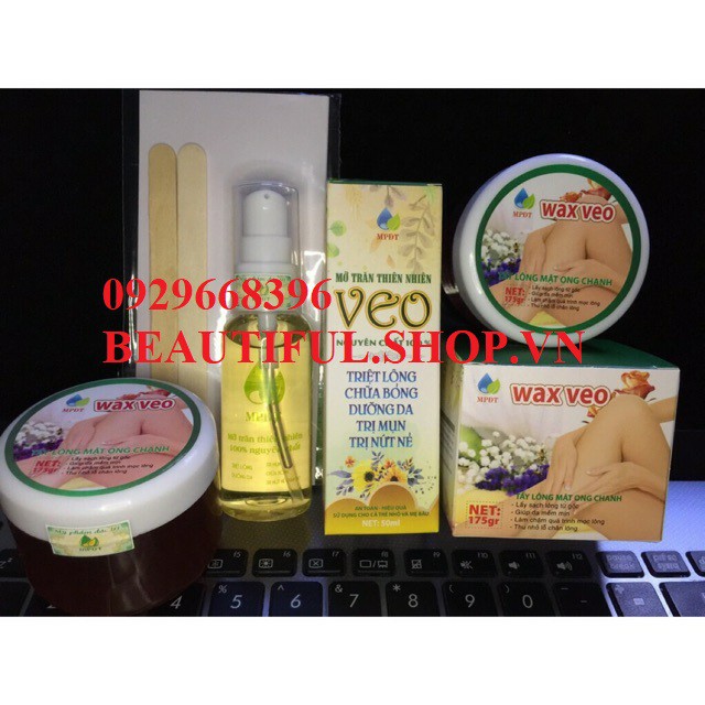 👍[100% Chính Hãng]  Combo Tẩy Lông Vĩnh Viễn Gồm: Wax veo + Mỡ Trăn Weo + Que Gạt + Giấy Wax | BigBuy360 - bigbuy360.vn