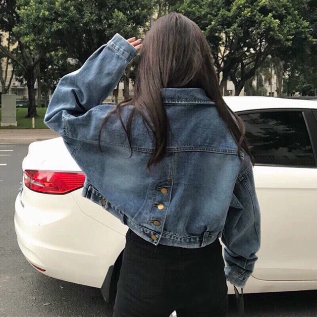 🔥Áo Khoác Jean Lửng Nút Sau