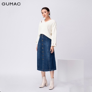 Chân váy jean đính nút GUMAC VJA11236