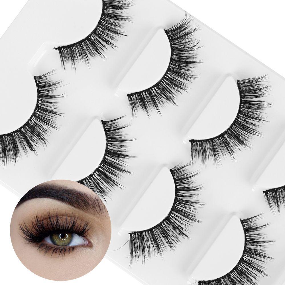 PATH Set 4 Cặp Lông Mi Giả 3D Mềm Mịn Trang Điểm Tự Nhiên