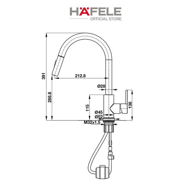 Vòi bếp Hafele HT21-CH1P287 577.55.230