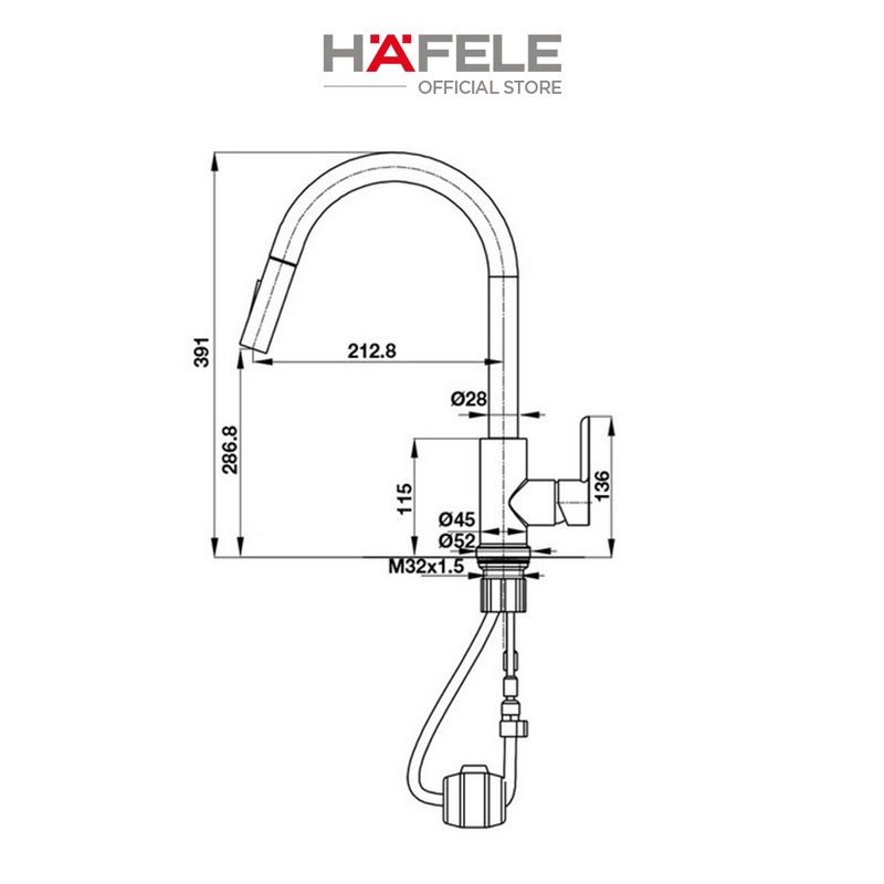 Vòi bếp Hafele HT21-CH1P287 577.55.230