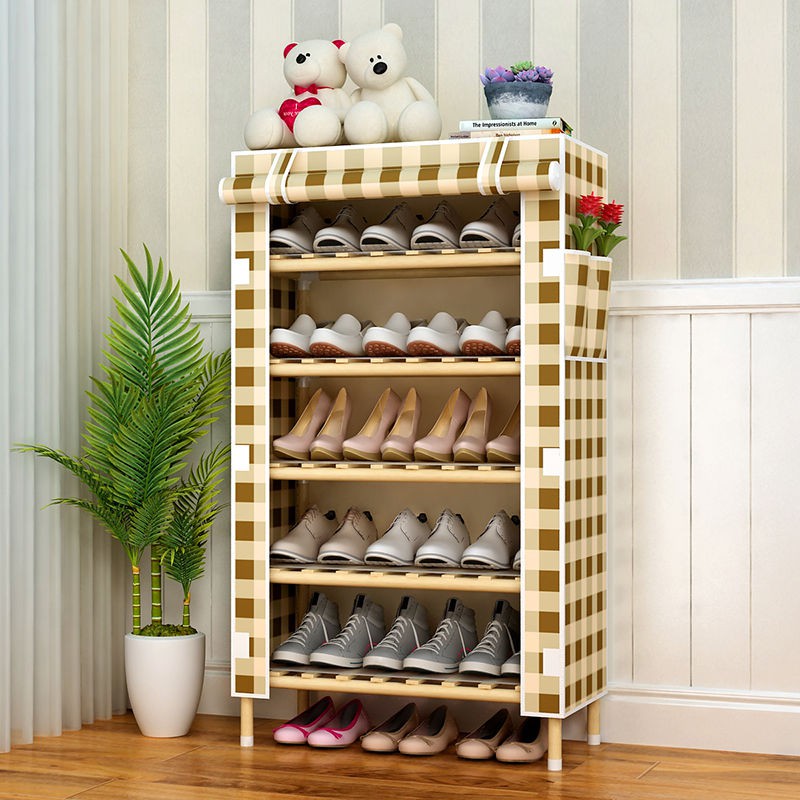 Giá để giày đơn giản gỗ rắn hai hàng nhiều lớp lắp ráp ký túc xá công suất lớn tủ đặc biệt gia dụng tiết kiệm khô