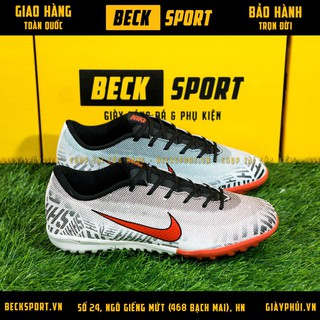 Giày Bóng Đá Trẻ Em TQ Mercurial Academy Neymar Trắng Đen Vạch Đỏ TF
