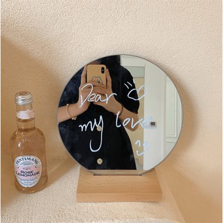 Gương tròn đế gỗ trang điểm cổ điển Hàn Quốc - Décor nhà Sò