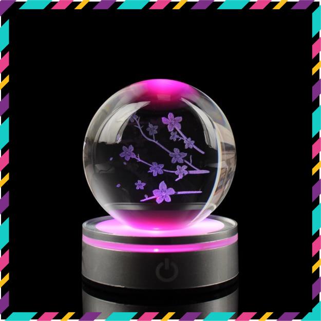 Quả Cầu Pha Lê 3D Phát Sáng Ban Đêm, Công Tắc Bật Tắt Chuyển Màu Sáng Linh Hoạt, Thích Hợp Quà Tặng, Decor Trang Trí