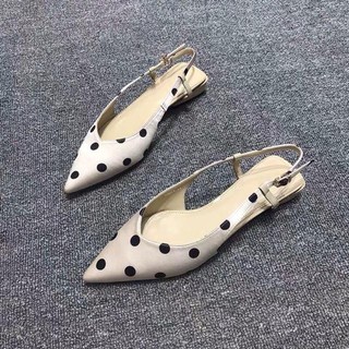 Giầy satin chấm bi đế 2cm hàng quảng châu