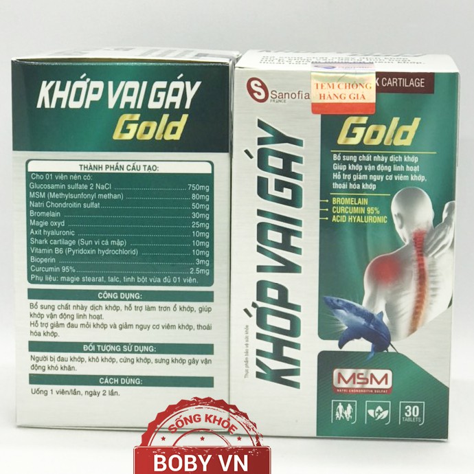 Khớp vai gáy Gold - Giảm đau mỏi khớp và giảm nguy cơ viêm khớp, thoái hóa khớp (Hộp 30 viên)