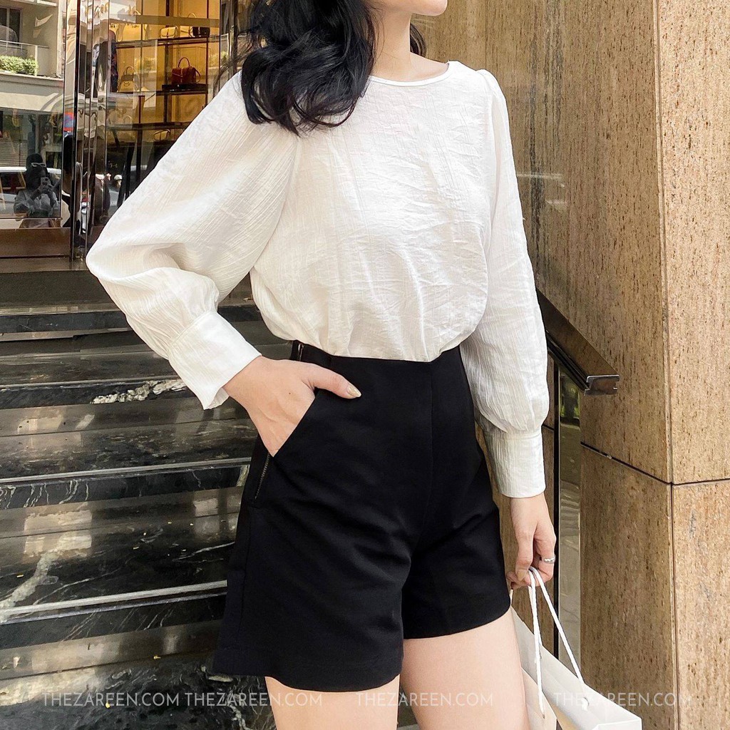QUẦN SHORT DÂY KÉO BASIC ZAREEN SHO28 ĐEN