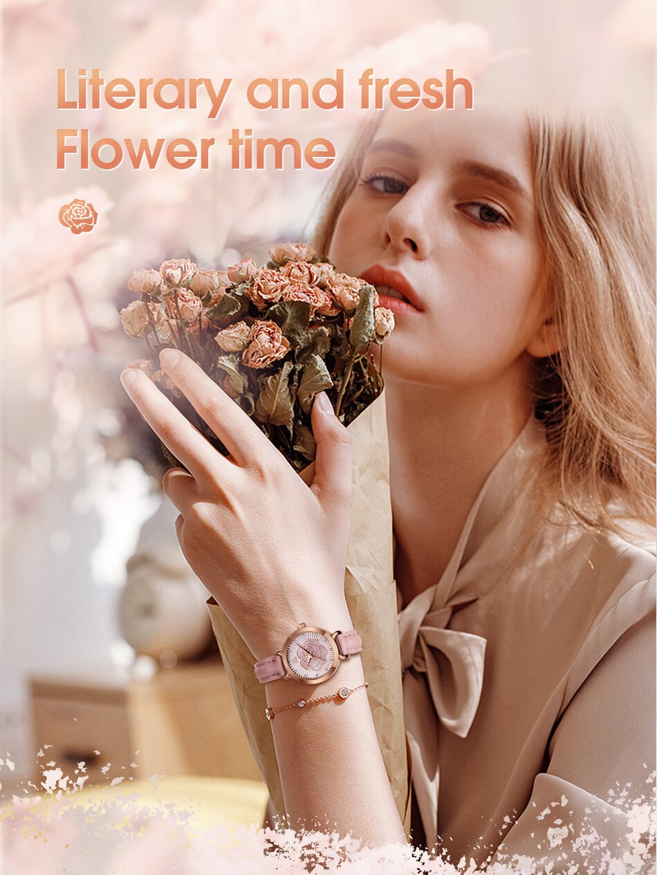 Đồng Hồ Shengke K0148 Mặt Hoa Dây Da Thời Trang Cho Nữ | BigBuy360 - bigbuy360.vn