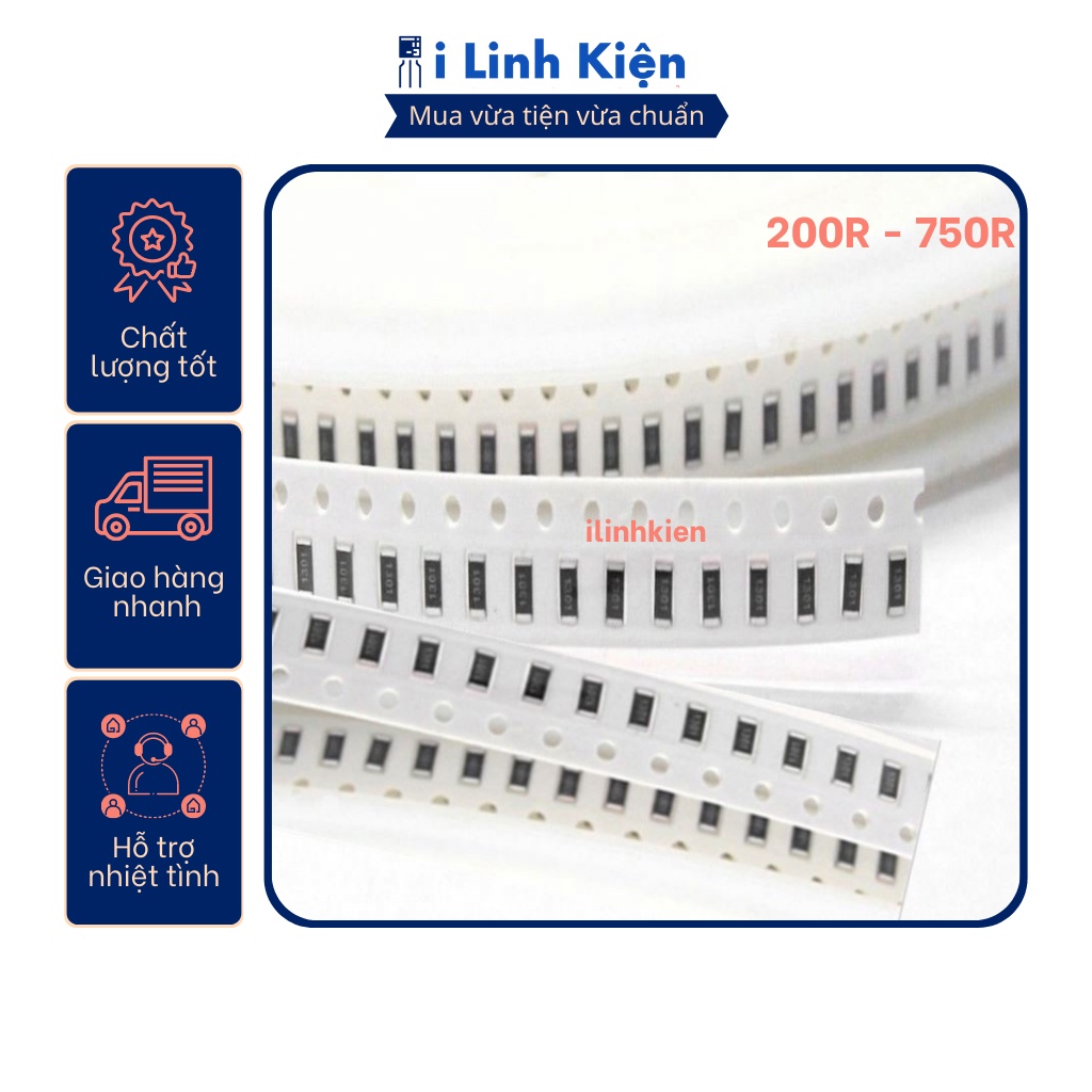 Điện trở dán 1206 1/4W 200R - 750R 1% chất lượng tốt