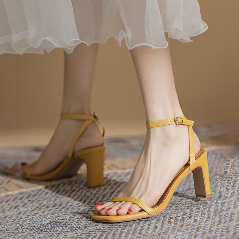 Giày Sandal DILY Quai Mảnh Gót Vuông 7cm_AA0252 KX