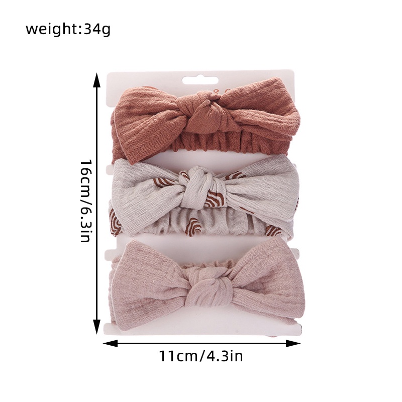Set 3 Băng Đô Vải Cotton Mềm Co Giãn In Họa Tiết Hoa Thắt Nơ Cho Bé Gái Sơ Sinh