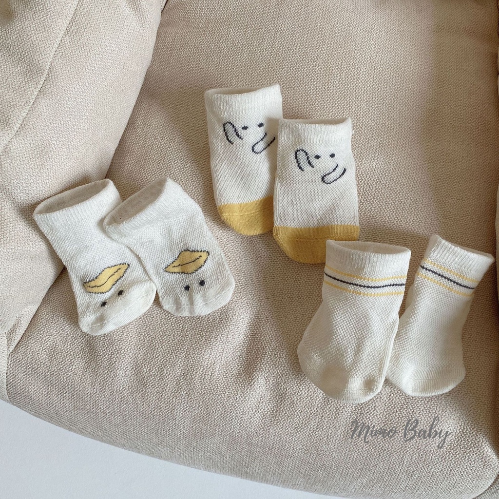Set 3 đôi tất lưới thoáng khí cao cổ in hình dễ thương cho bé T29 Mimo Baby
