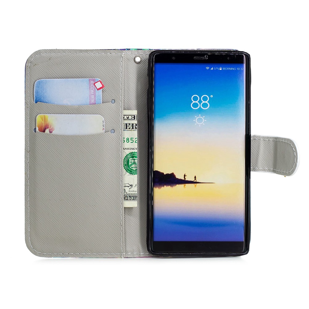 Thời Trang Bao Da Điện Thoại Nắp Lật In Họa Tiết 3D Có Ngăn Đựng Thẻ Và Dây Đeo Cho Samsung Galaxy Note 9 Note9 Đứng