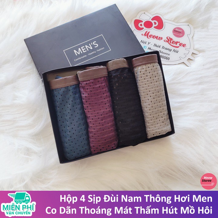 Hộp 4 Quần Sịp Đùi Nam Thông Hơi ♥️FREESHIP♥️ Quần Lót Nam Boxer Cao Cấp (Ảnh Thật)
