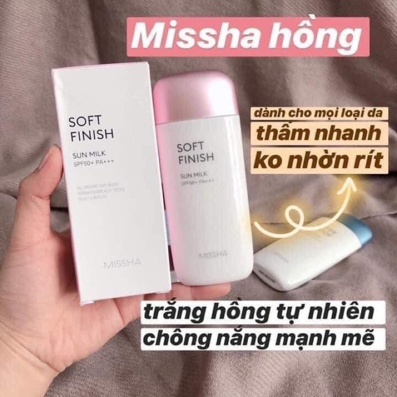 Kem Chống Nắng Missha All-Around Soft finish Waterproof sun milk Essence sun milk Velvet Finish SPF50+/PA++++ 70ml