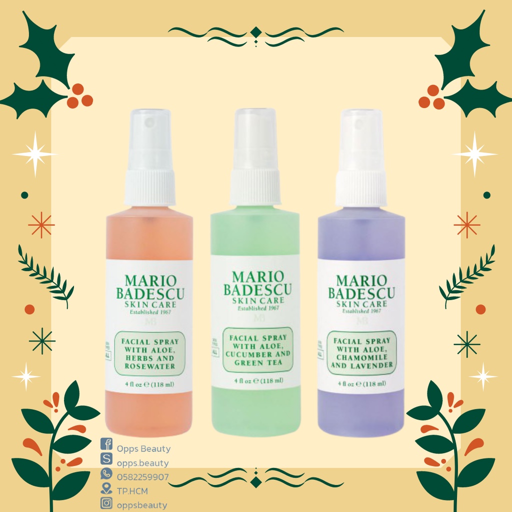 Xịt dưỡng cân bằng da Mario Badescu Facial Spray