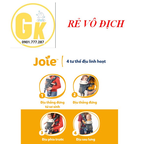 Địu trẻ em Joie Savvy thích hợp sử dụng cho bé từ 3.5kg tới 16kg.