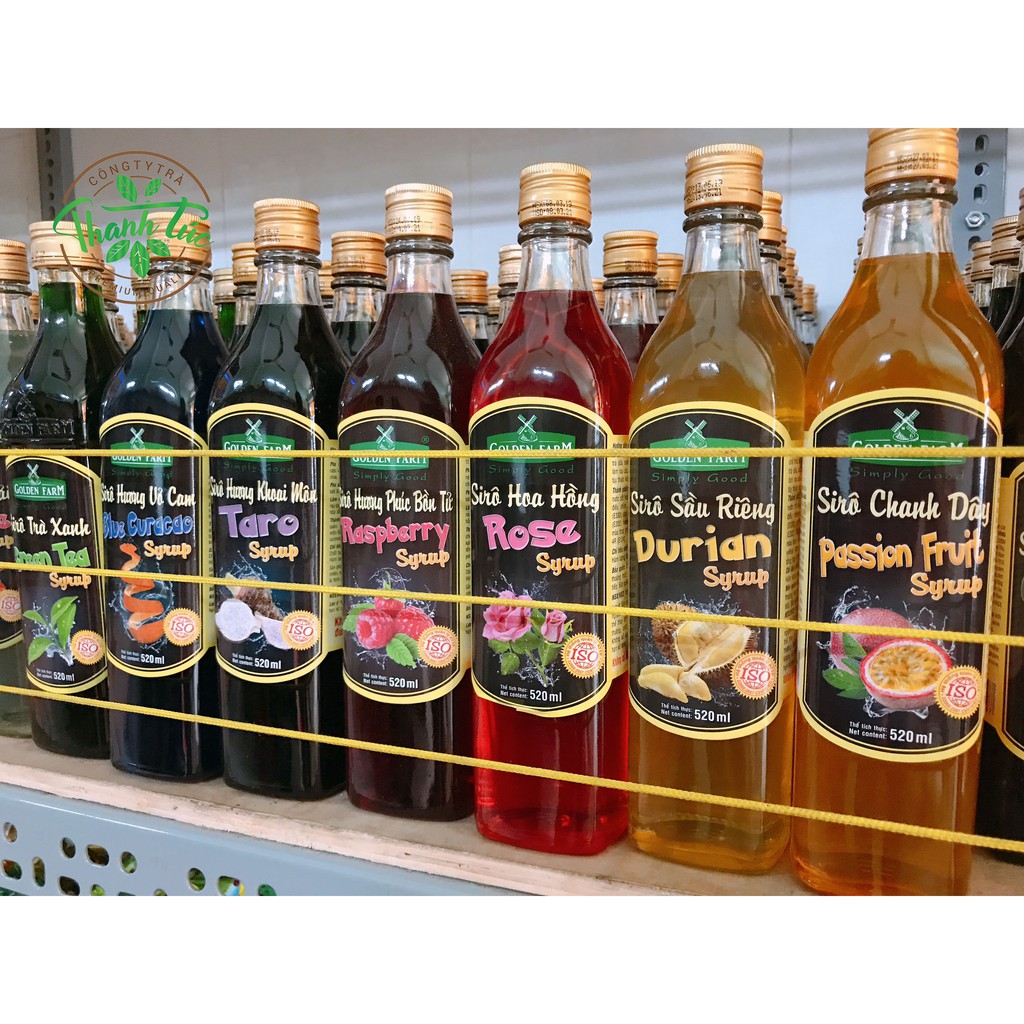 Siro Syrup Golden Farm Đủ Mùi Chai Thủy Tinh 520ml